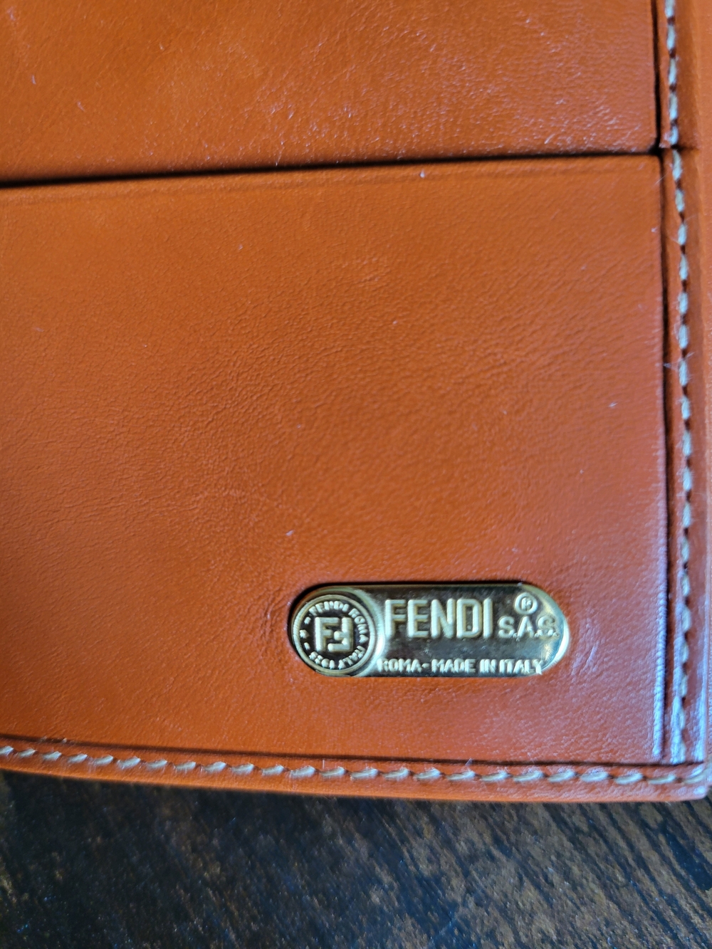 FENDI PEQUIN Tri-Fold Wallet Leather/Canvas Brown Black Authentic - Picture 6 of 8